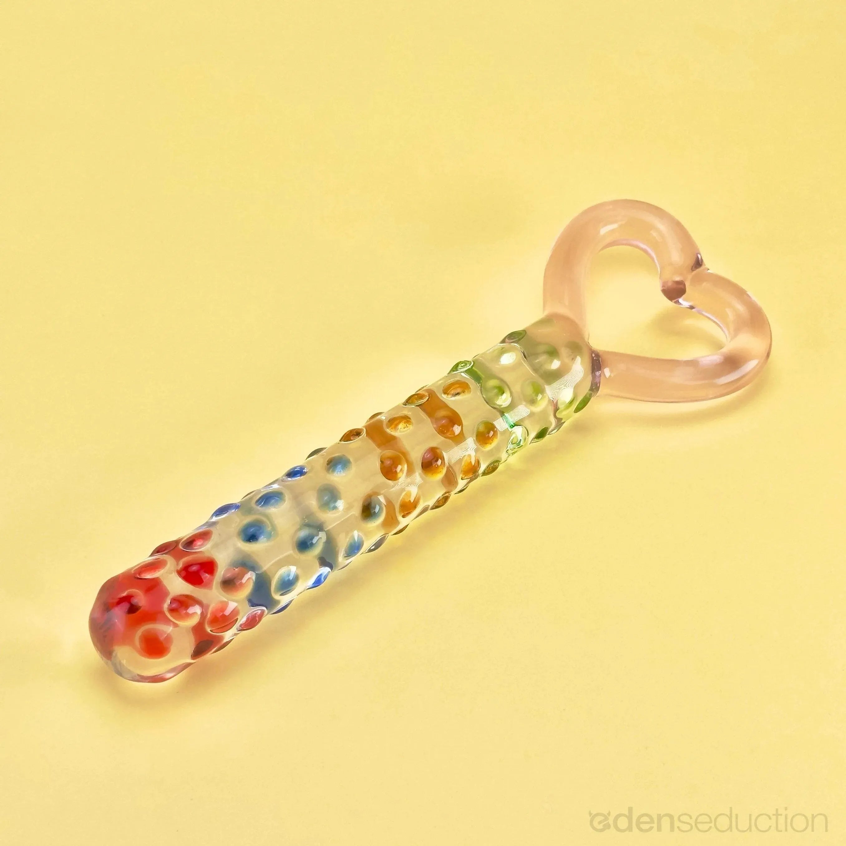 Rainbow heart Glass dildo - EdenSeduce